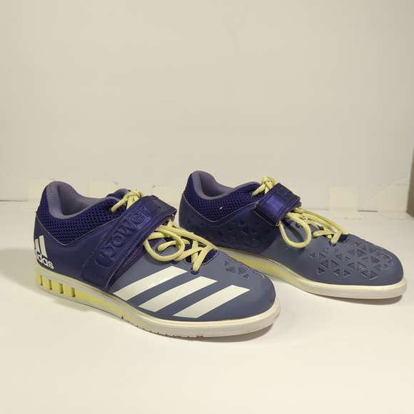 Adidas Purple and Yellow Powerlift Sneakers - Women's Size 8 Athletic Colorful - Picture 1 of 10